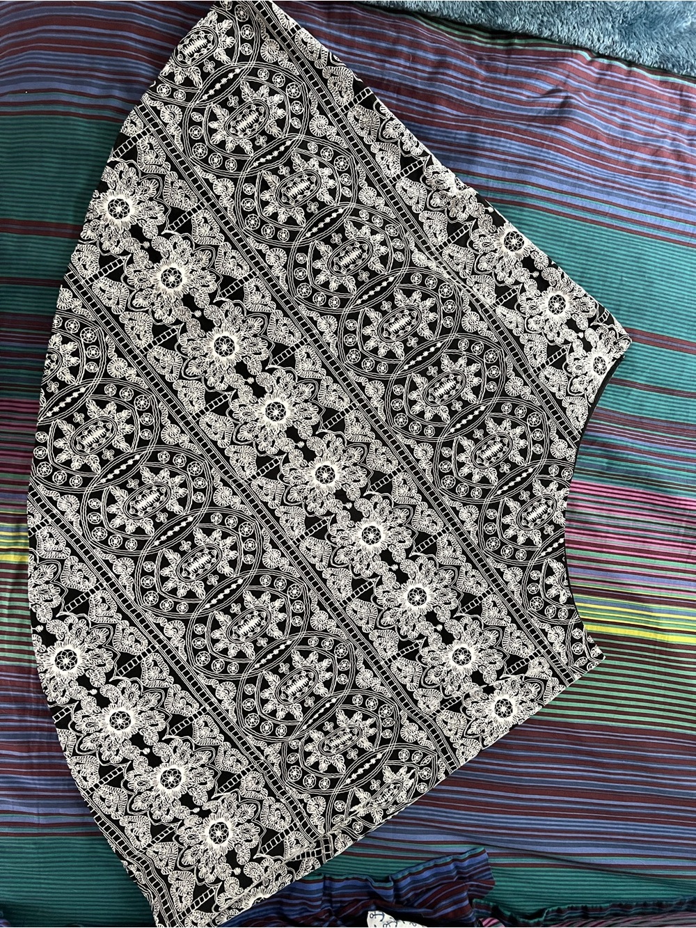 Caslon Black Skirt with White Lace Floral Trim